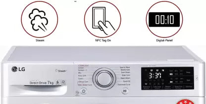 LG 7 kg With Steam Fully Automatic Front Load Washing Machine with In-built Heater Silver  (FHT1207ZNL)(OPEN BOX) LG 7 kg With Steam Fully Automatic Front Load Washing Machine with In-built Heater Silver  (FHT1207ZNL)(OPEN BOX)